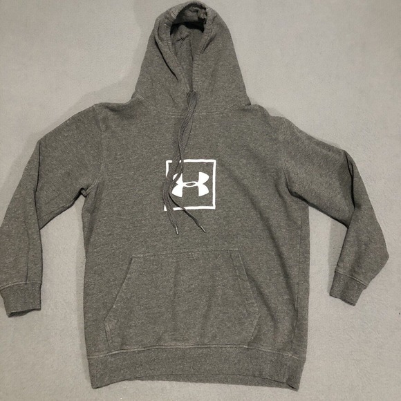Under Armour Pullover‎ Hoodie Sweatshirt Mens Medium Gray Drawstrings Logo - Picture 1 of 7